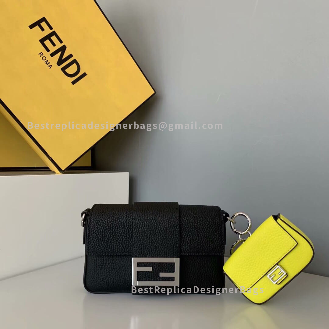 Fendi Baguette Mini Black Leather Bag SHW 0132
